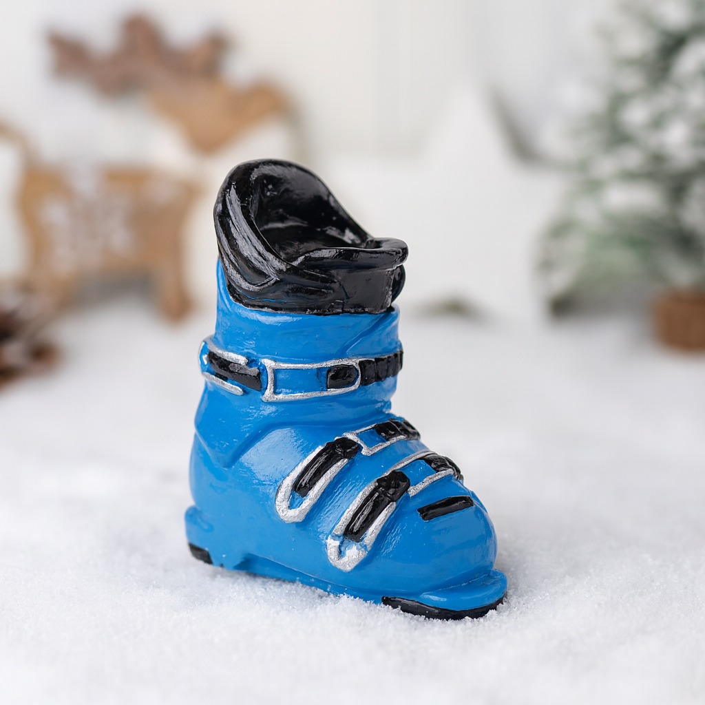 Miniatur Skistiefel blau 4cm aus Polyresin für Skifahren Wintersport Berge Diorama Modellbau Geldgeschenk Zubehör
