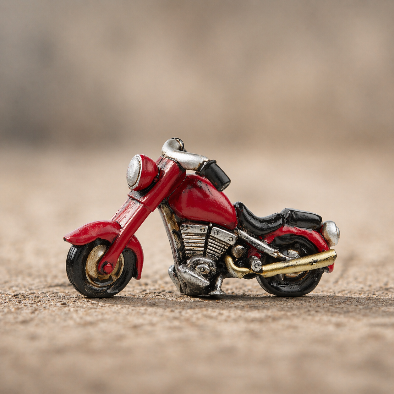 Motorrad Miniatur 8cm aus Polyresin in Rot Schwarz als Dekofigur für Modellbau Diorama Biker Motorsport Geschenkidee Zubehör