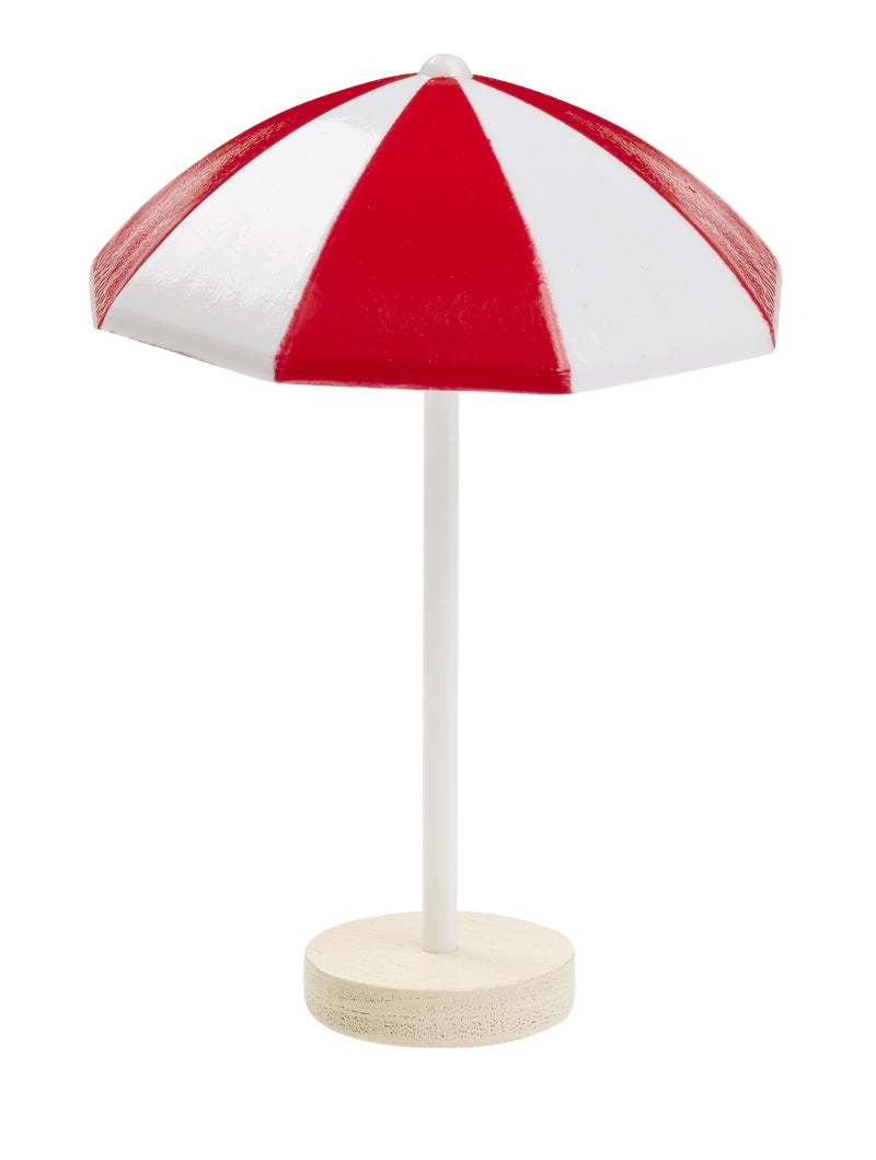 Miniatur Sonnenschirm rot weiß 6cm Kunststoff für maritim Sommer Dekofigur Puppenhaus Diorama Modellbau