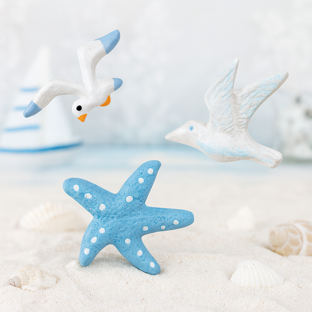 Maritime Streuteile Möwe Seestern 2D Miniatur Set Polyresin 2 cm Tischdeko Basteln