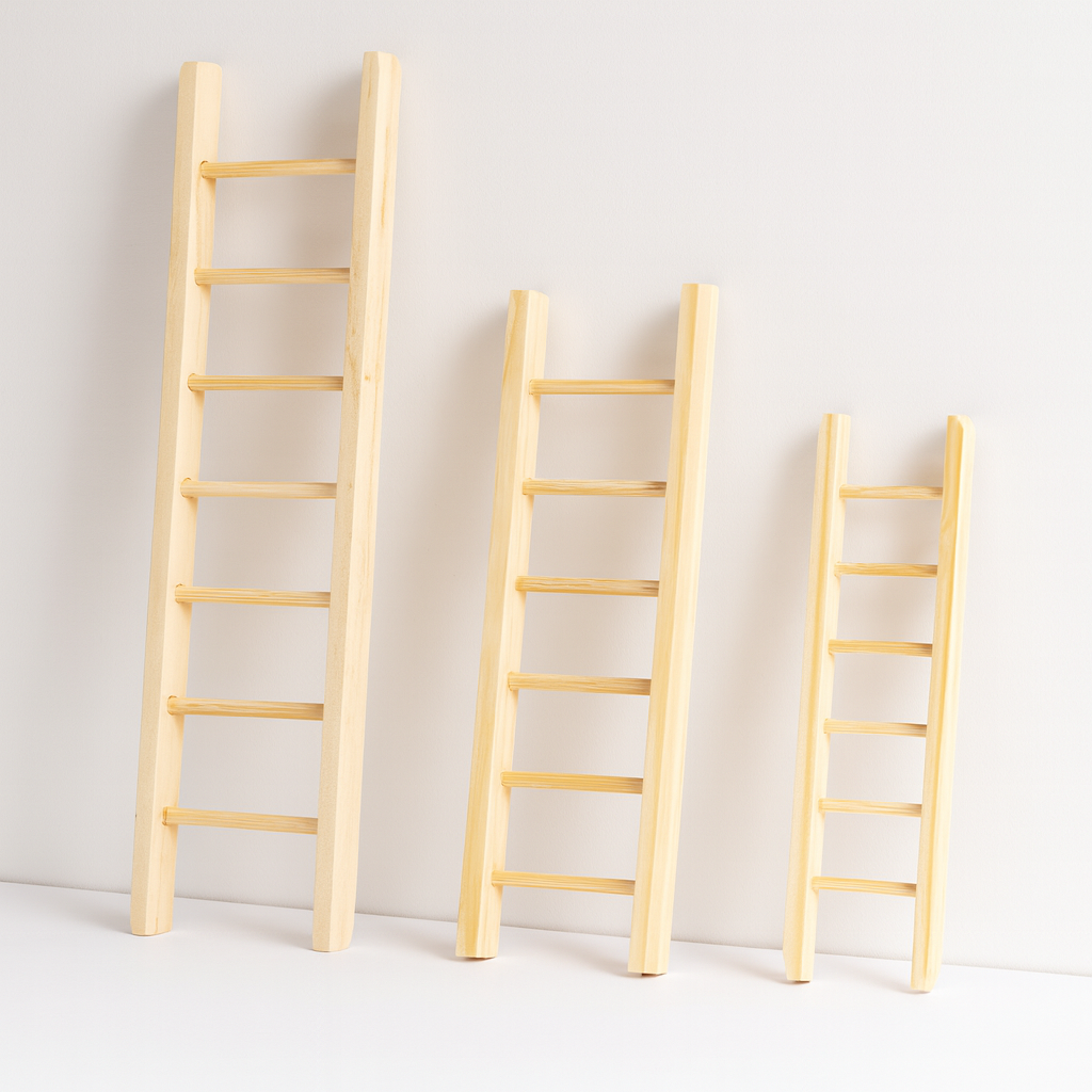 Miniatur Wichtelleiter aus Holz in drei Größen für das Wichtelhaus
