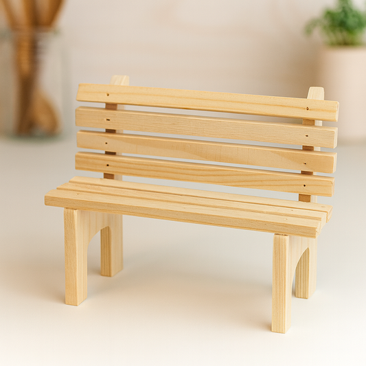 Miniatur Gartenbank 13×8,5×5 cm aus Holz – Wichtel Möbel