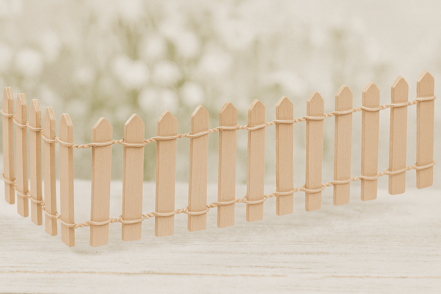 Miniatur Gartenzaun aus Holz in natur für Wichtelhaus