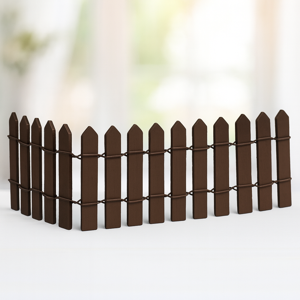 Miniatur Gartenzaun aus Holz in braun 25x6,5 cm