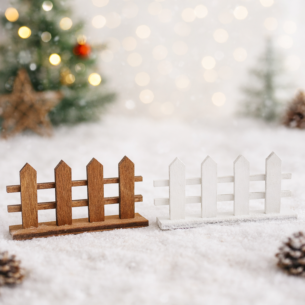 Miniatur Gartenzaun selbst stehend aus Holz in braun oder weiß, ca. 8,5x3cm – Wichtel Zubehör