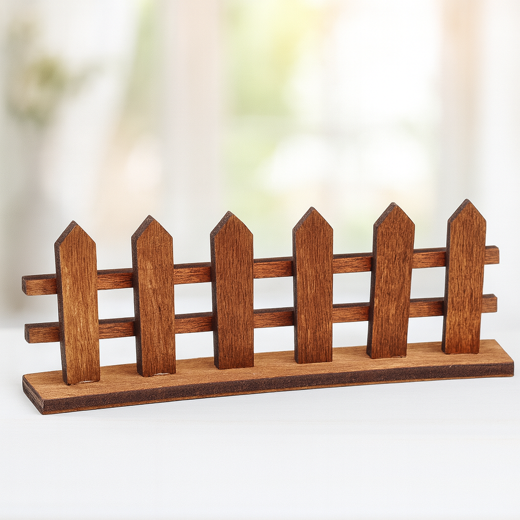 Miniatur Gartenzaun selbst stehend aus Holz in braun , ca. 8,5x3cm – Wichtel Zubehör