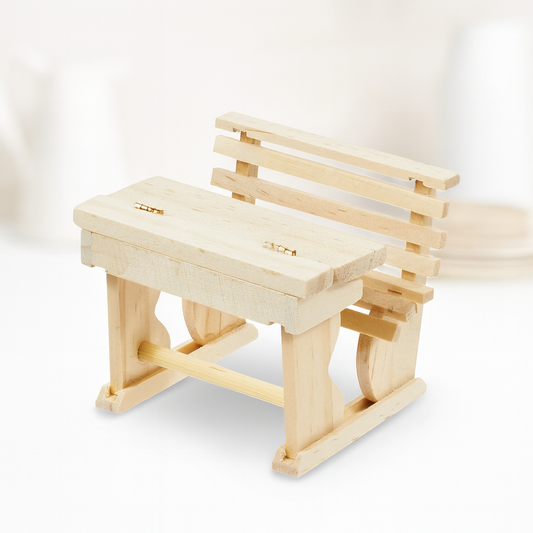 Miniatur Schulbank aus Holz natur ca. 7x5,8x6 cm als Wichtel Zubehör Einschulung