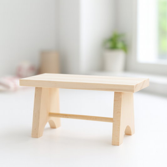 Miniatur Holzbank aus Naturholz für Wichtelhaus und Puppenhaus