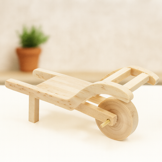 Miniatur Holz-Schubkarre 7,5×2,5×3 cm – Bauernhof- und Gartendeko für Wichtel