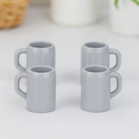 Miniatur Maßkrug 1,7 cm – 4 Bierkrüge aus Kunststoff für Wichtel Deko