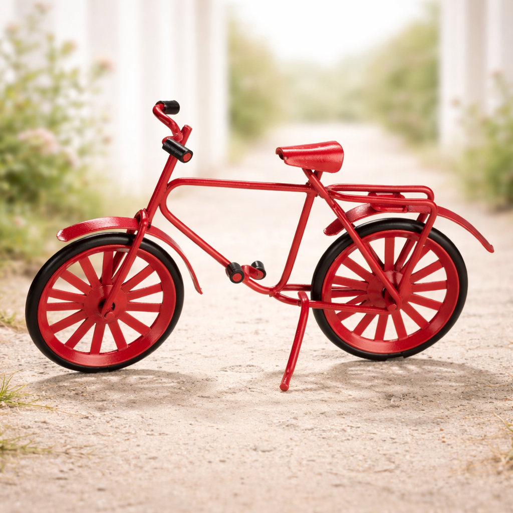 Miniatur Fahrrad rot aus Metall 9,5 cm Dekofigur für Diorama, Modellbau, Puppenhaus und Geldgeschenk Zubehör