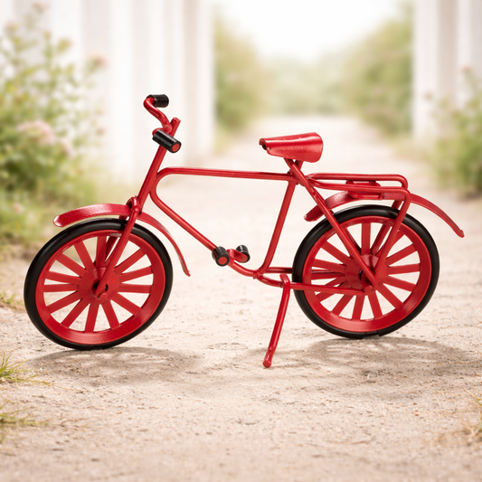 Miniatur Fahrrad rot aus Metall 9,5 cm Dekofigur für Diorama, Modellbau, Puppenhaus und Geldgeschenk Zubehör