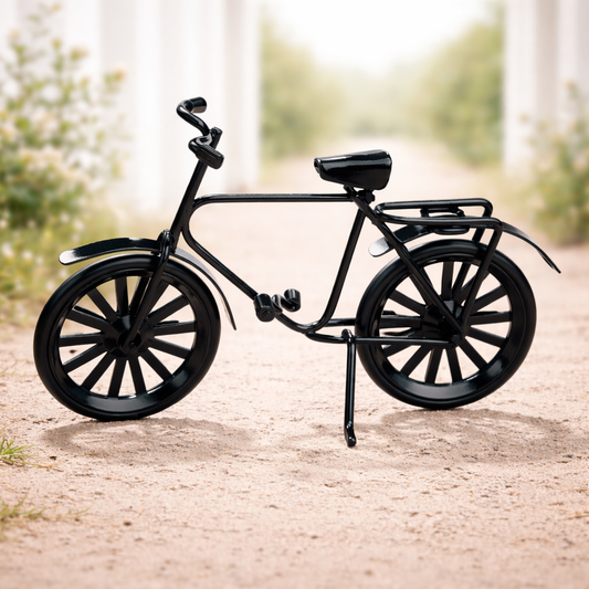 Miniatur Fahrrad schwarz aus Metall 9,5 cm Dekofigur für Diorama, Modellbau, Puppenhaus und Geldgeschenk Zubehör