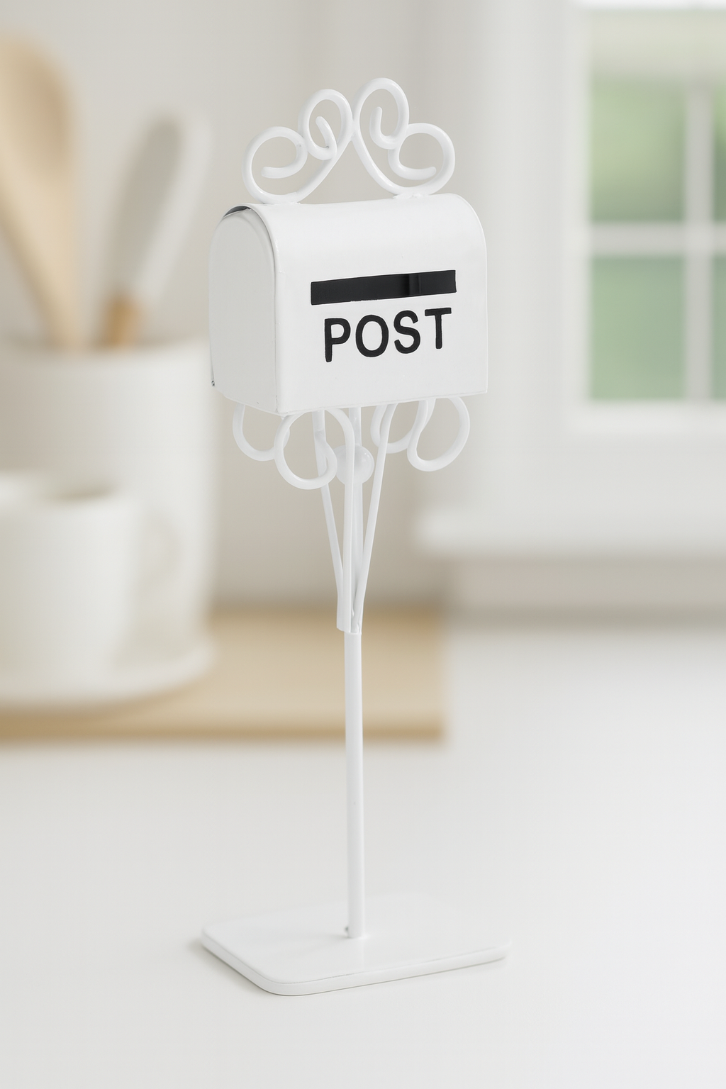 Miniatur Briefkasten Metall 11 cm mit „POST“-Aufschrift in weiß