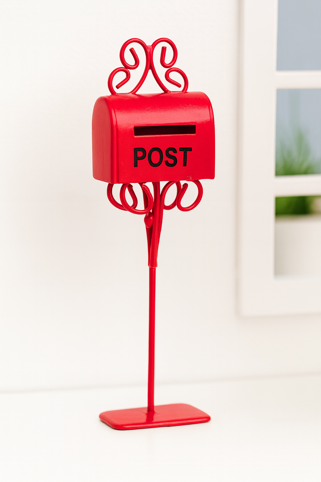 Miniatur Briefkasten Metall 11 cm mit „POST“-Aufschrift in rot