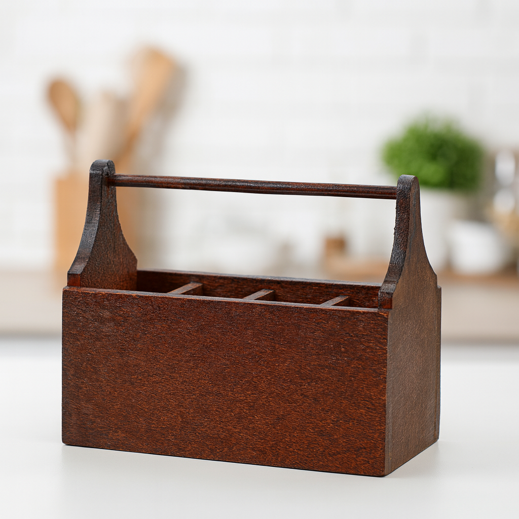 Miniatur Werkzeugkiste aus Holz, braun, ca. 4,6×2,4×4 cm, Deko für Wichtel