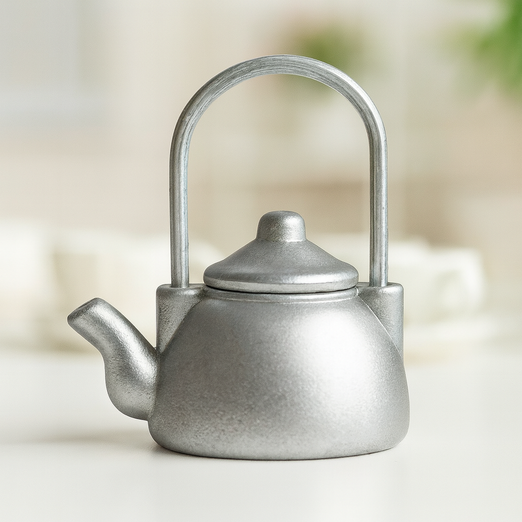 Miniatur Teekanne silber aus Kunststoff, ca. 2,7 cm – Wichtelhaus Deko