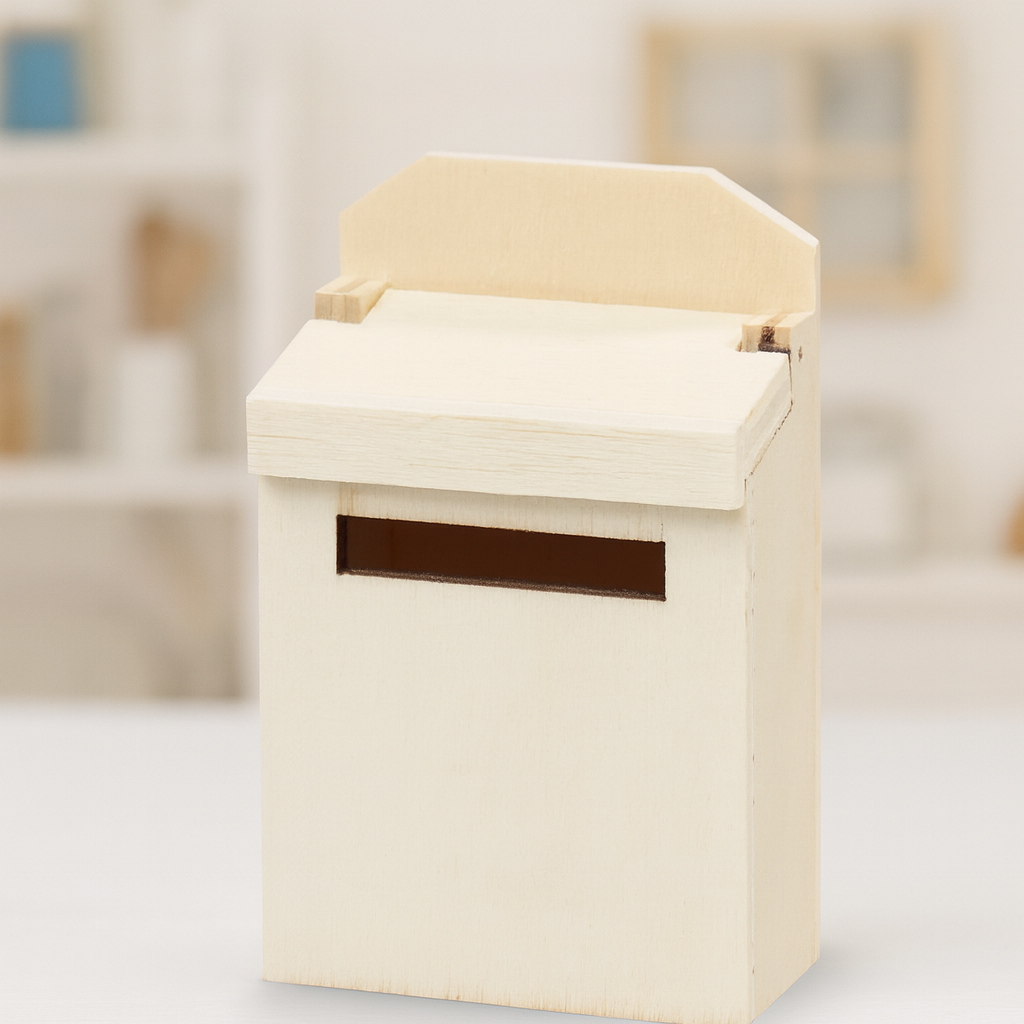 Miniatur Briefkasten aus braunem Holz 4,6×6,9cm für Wichtelhaus