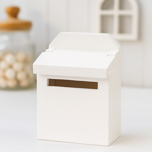 Miniatur Briefkasten Weiß aus Holz 4,6×6,9cm für Wichtelhaus