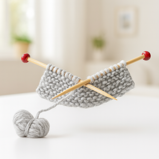 Miniatur Strickzeug aus Holz und Wolle, ca. 5,5 cm – Wichtel Zubehör für Wichtelhaus oder Geldgeschenke