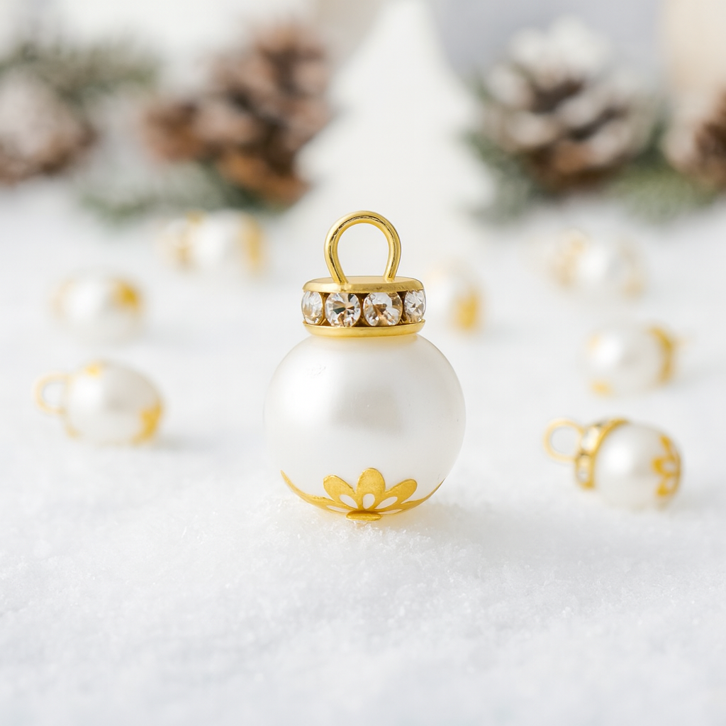 Miniatur Christbaumkugeln weiß 1 cm aus Kunststoff – Wichtel Zubehör Set 10 Stück