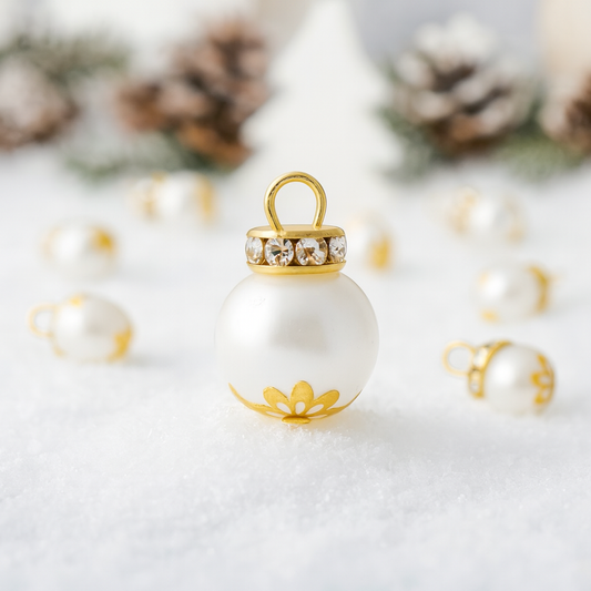 Miniatur Christbaumkugeln weiß 1 cm aus Kunststoff – Wichtel Zubehör Set 10 Stück