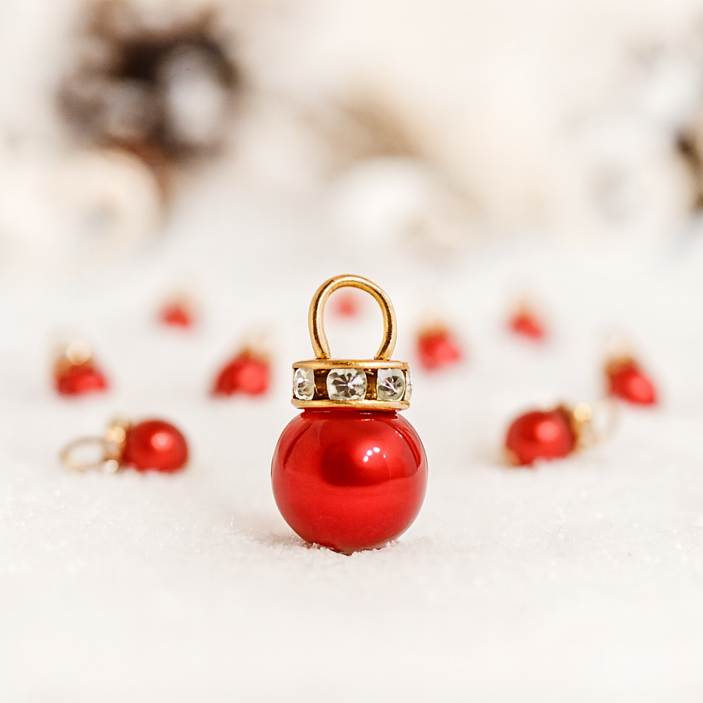 Miniatur Christbaumkugeln rot aus Kunststoff, ca. 1 cm, Wichtel Zubehör für Diorama und Wichtelhaus