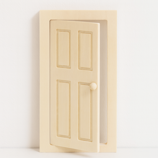 Miniatur Wichteltür aus Holz mit Knauf zum Öffnen, große Deko-Tür
