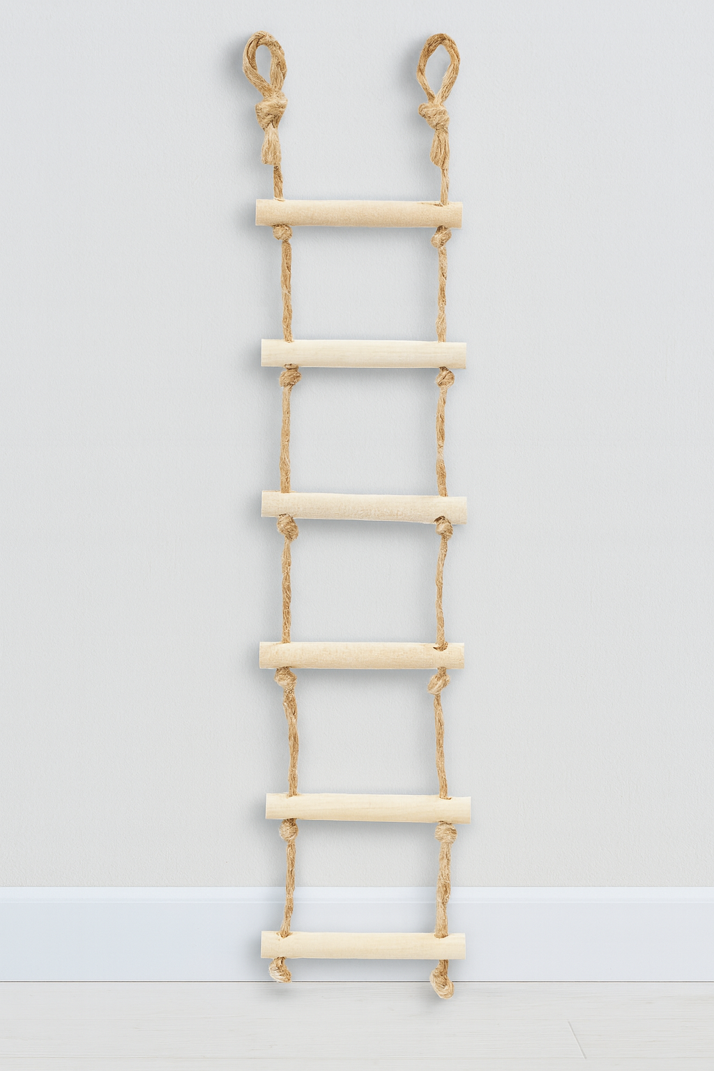 Miniatur Strickleiter 15×4,5 cm aus Holz und Strick, Wichtelleiter Deko