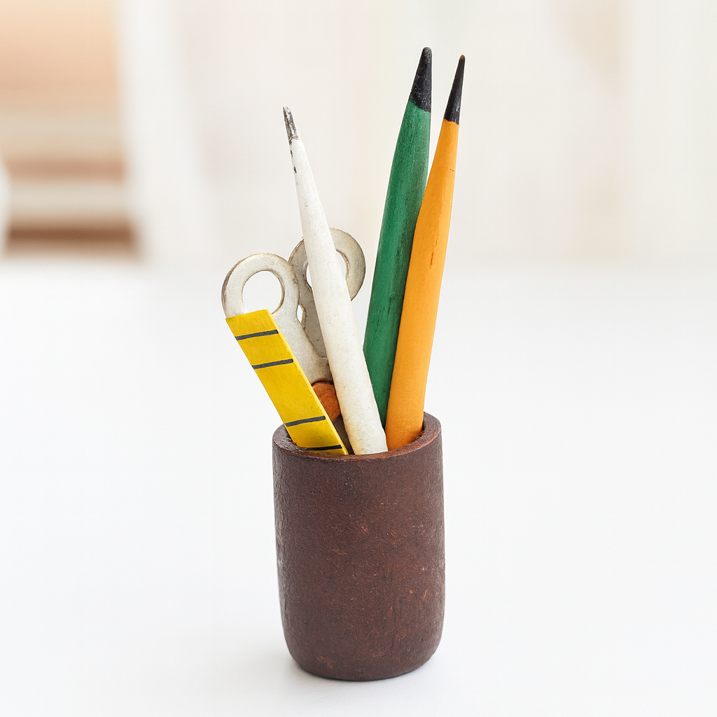 Miniatur Stifte-Box aus Holz, 0,8x2,8 cm – Schreibtisch Deko für Wichtel