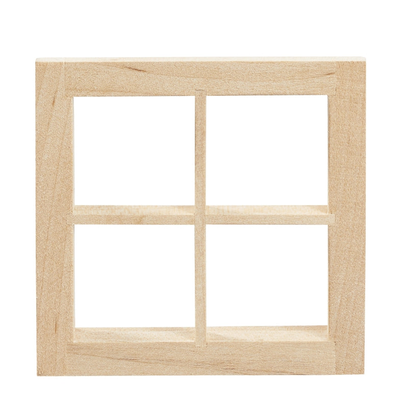 Miniatur Holzfenster 7×7 cm mit Sprossen für Wichtelhaus Bastelideen