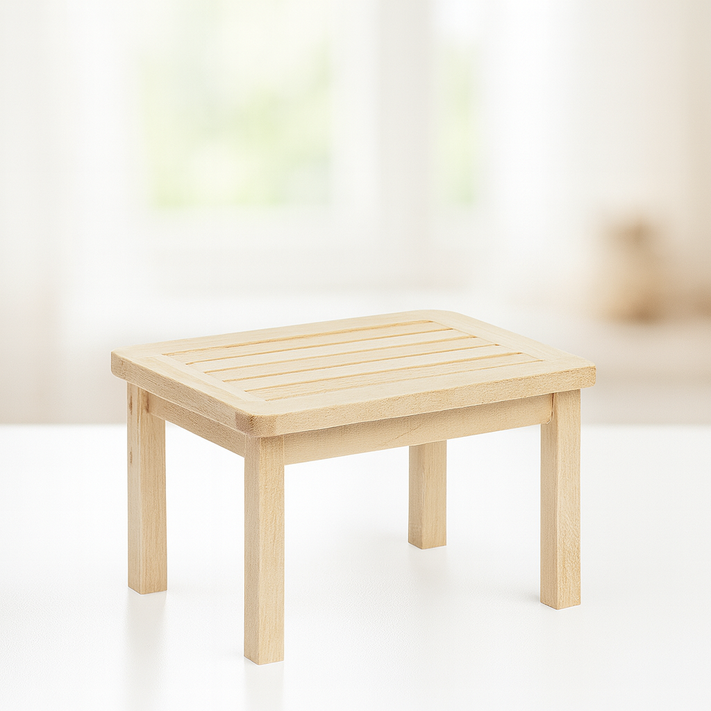 Miniatur Gartentisch aus Holz, 7,5×4,8×4,3 cm für Wichtelhaus