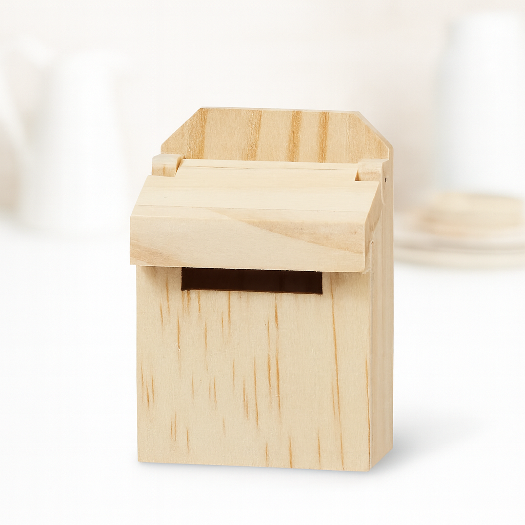 Miniatur Briefkasten Wichtelpost aus Holz natur für Wichtelhaus und Geldgeschenke