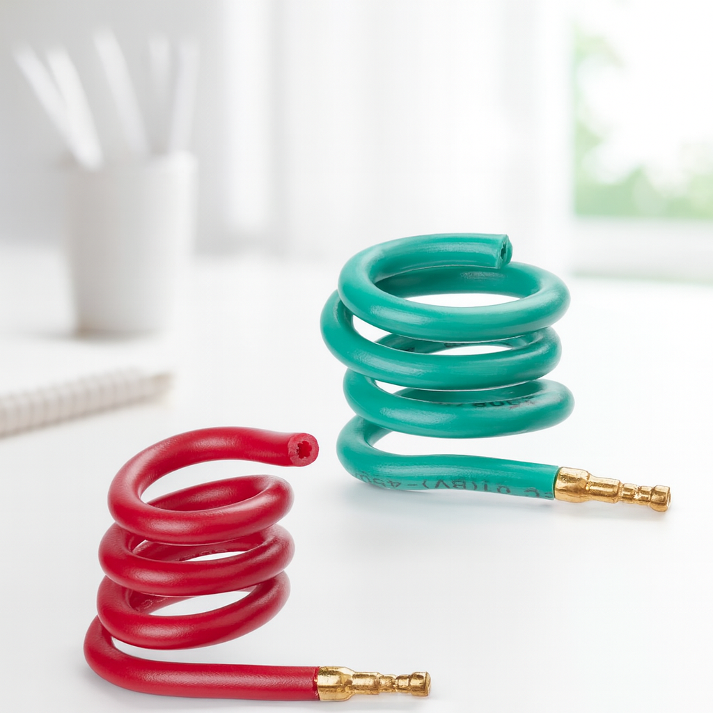 Miniatur Gartenschlauch Set grün und rot aus Kunststoff als Wichtel Zubehör