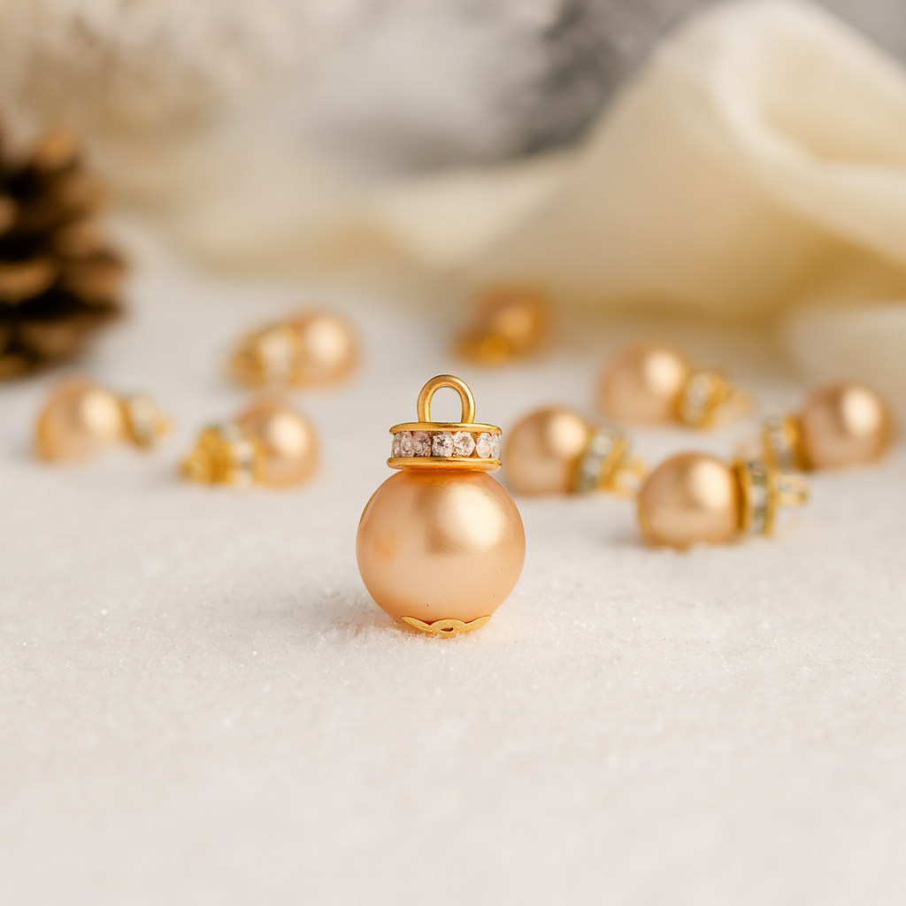 Miniatur Christbaumkugeln champagner aus Kunststoff, ca. 1 cm, Wichtel Zubehör für Diorama und Wichtelhaus