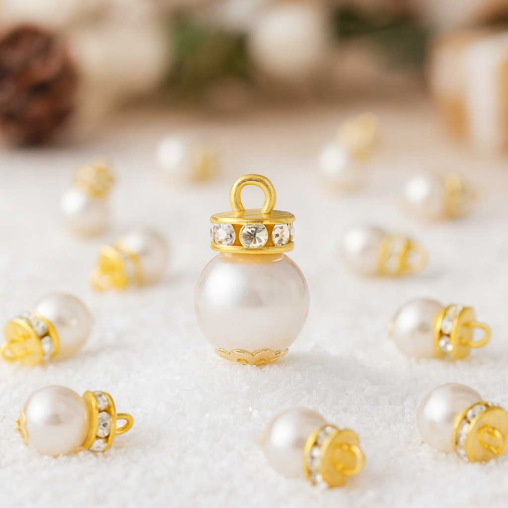 Miniatur Christbaumkugeln grau aus Kunststoff, ca. 1 cm, Wichtel Zubehör für Diorama und Wichtelhaus