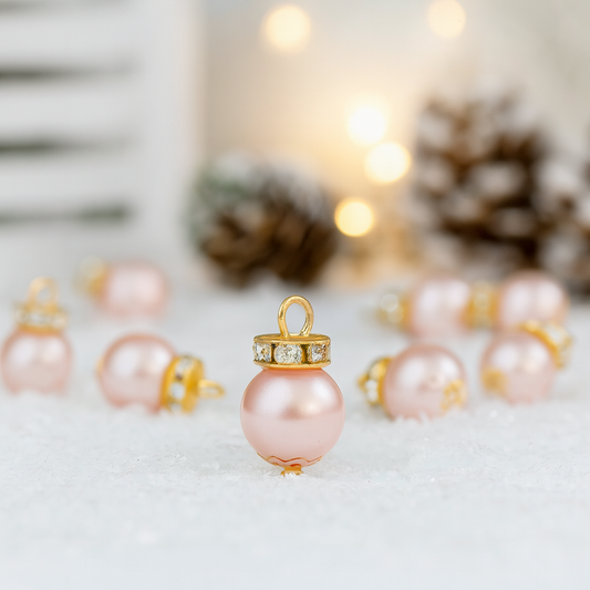 Miniatur Christbaumkugeln rosé aus Kunststoff, ca. 1 cm, Wichtel Zubehör für Diorama und Wichtelhaus