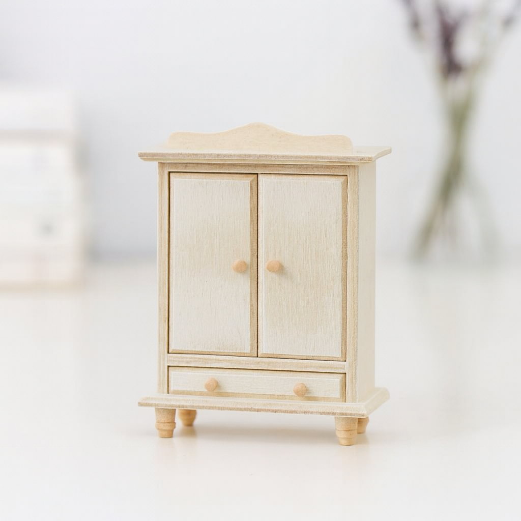 Miniatur Holz Schrank natur für Wichtelhaus, Diorama und Geldgeschenke