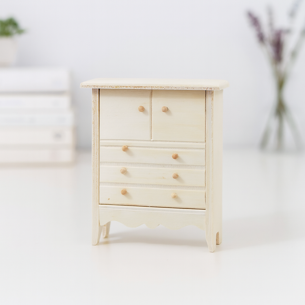 Miniatur Holz Schrank natur mit Schubladen für Wichtelhaus und Diorama