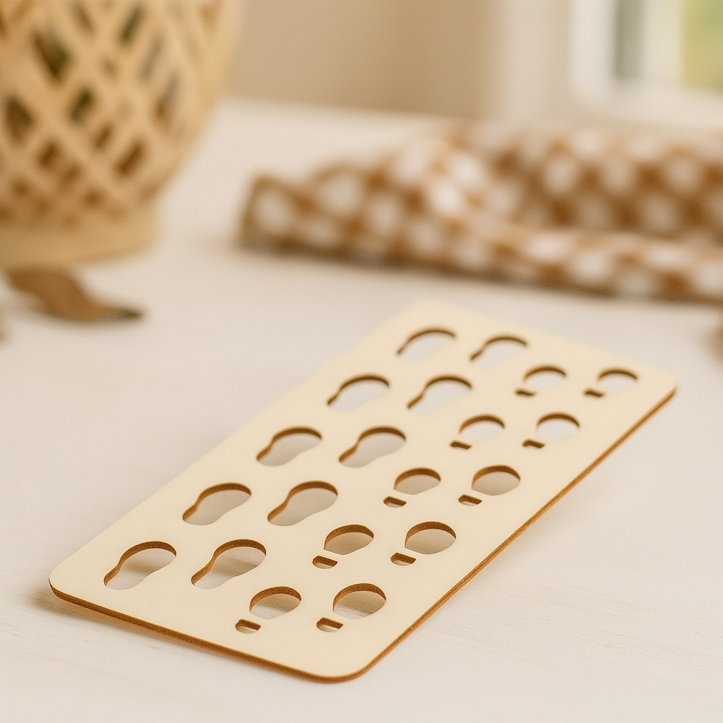 Wichtel Schablone aus Holz für Fußspuren im Schnee, 14x7cm, Zubehör für Wichtelhaus und kreative Geldgeschenke.