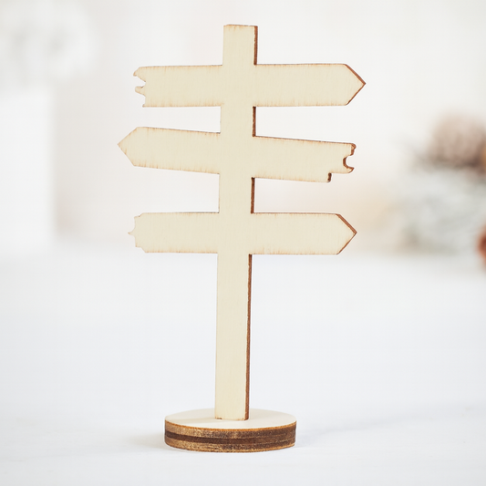 Miniatur Wegweiser aus Holz natur als Wichtel Zubehör für Wichtelhaus und Geldgeschenke