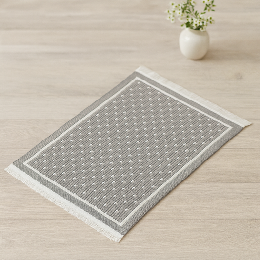 Miniatur Teppich grau aus Stoff 10x15cm als Wichtel Zubehör