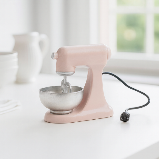 Miniatur Küchenmaschine rosé aus Kunststoff als Wichtel Zubehör