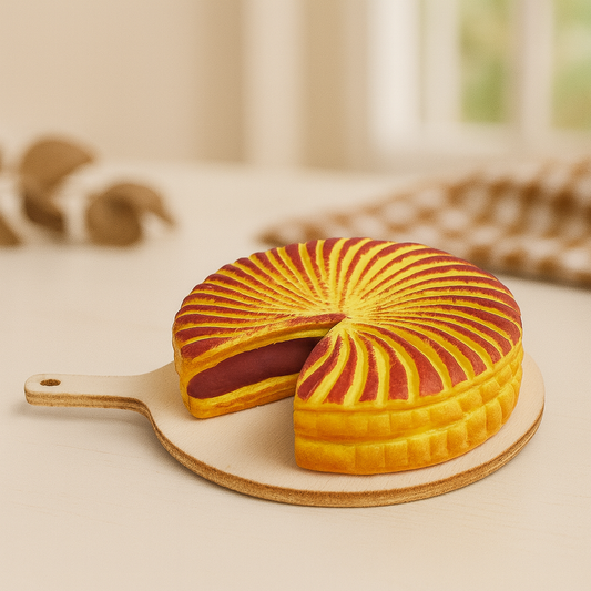 Miniatur Kuchen auf Holzbrett aus Polyresin als Wichtel Zubehör