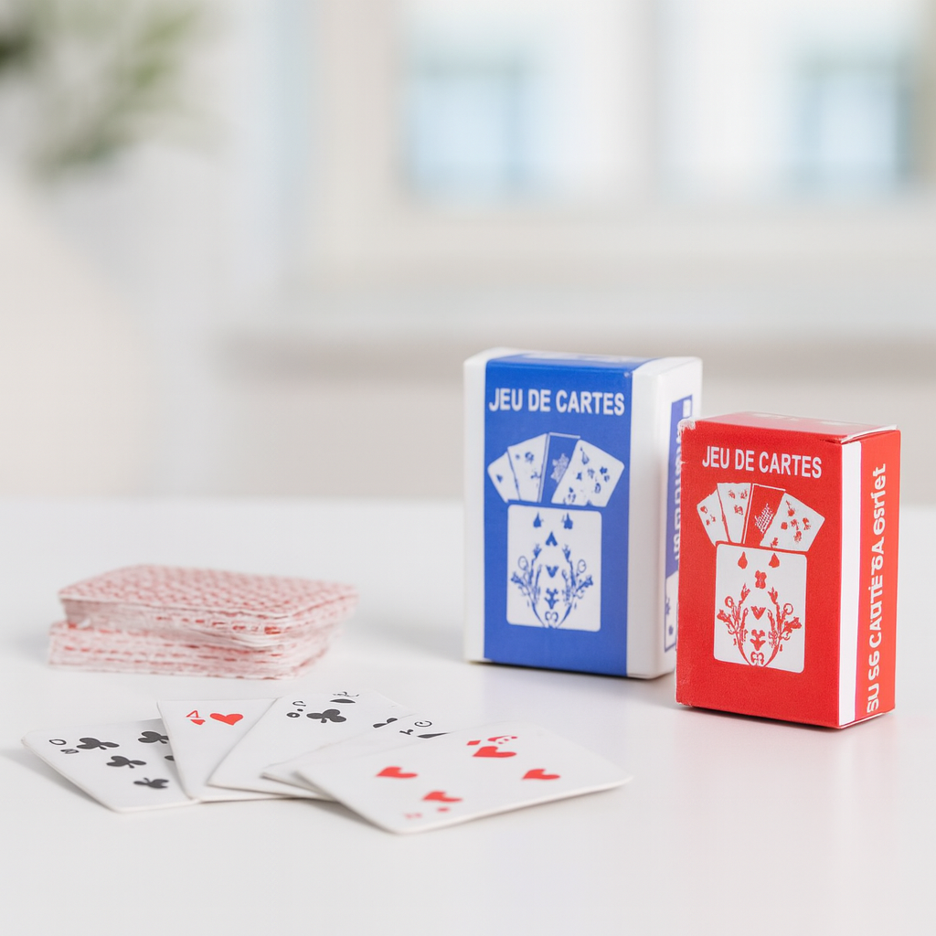 Miniatur Spielkarten rot und blau als Wichtel Zubehör für das Wichtelhaus