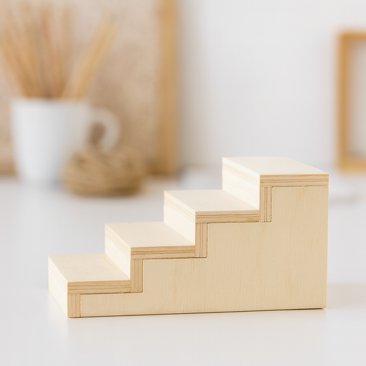 Miniatur Holztreppe natur für Wichtelhaus, Diorama und Geldgeschenke