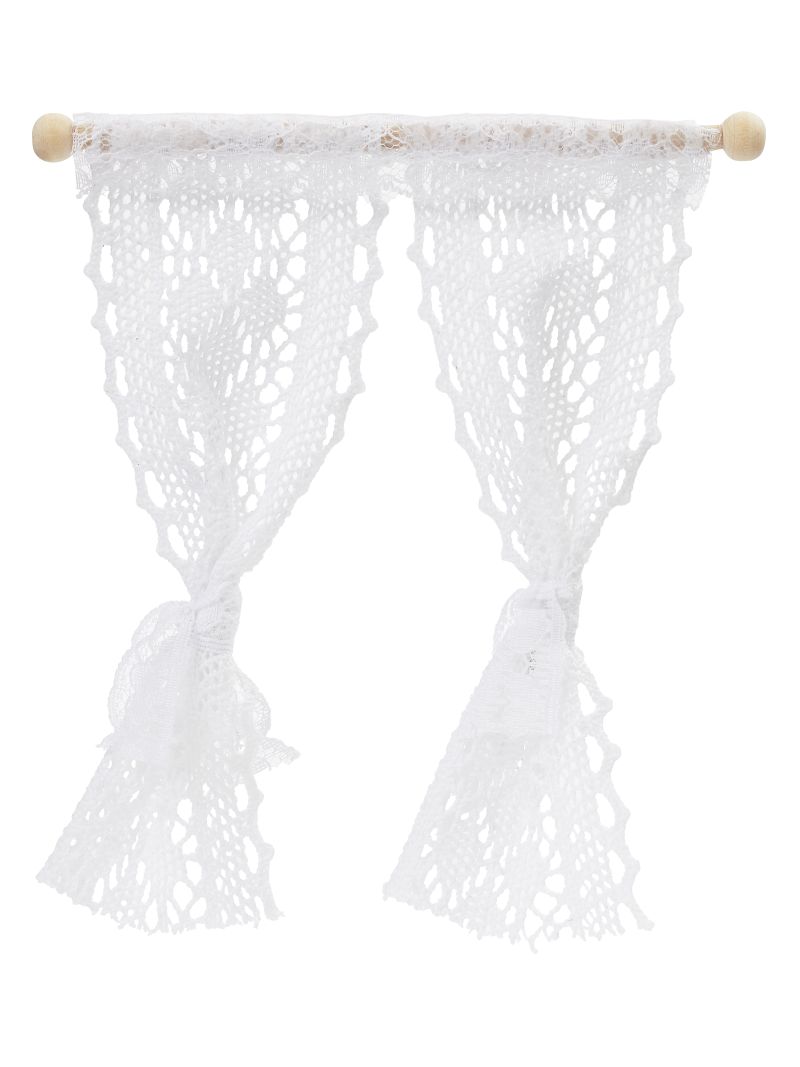 Miniatur Fenster Vorhang weiß Spitze als Wichtel Zubehör fürs Wichtelhaus