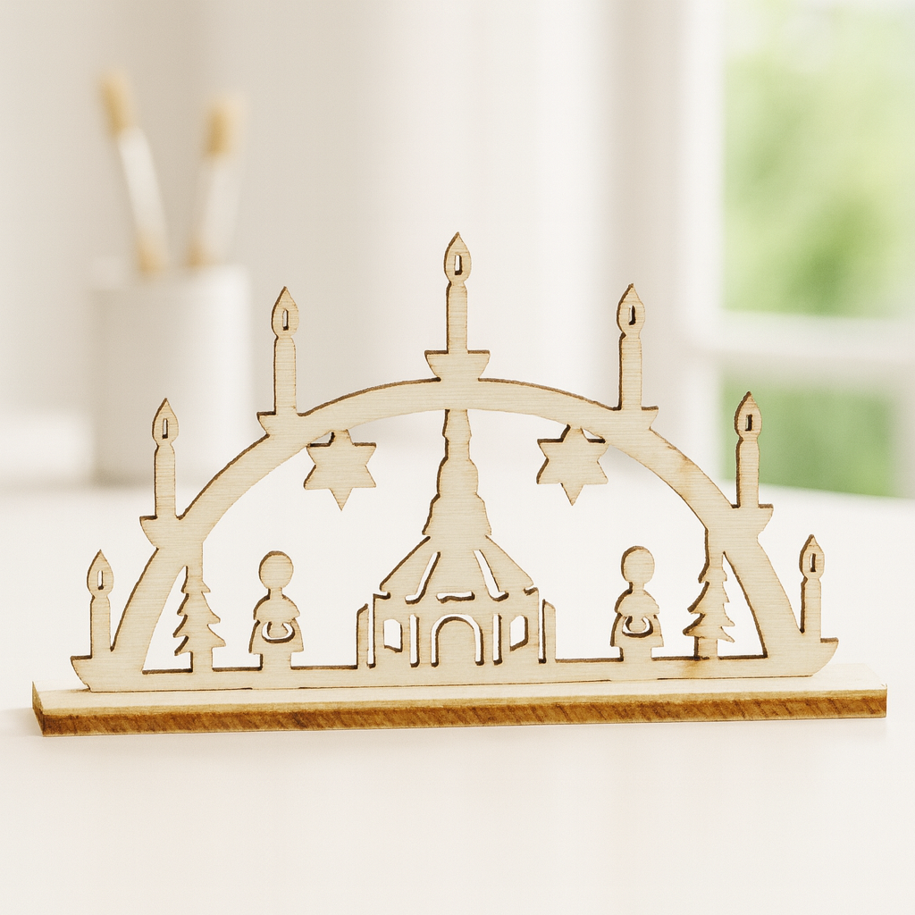 Miniatur Schwibbogen Weihnachten aus Holz als Wichtel Zubehör
