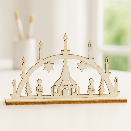 Miniatur Schwibbogen Weihnachten aus Holz als Wichtel Zubehör