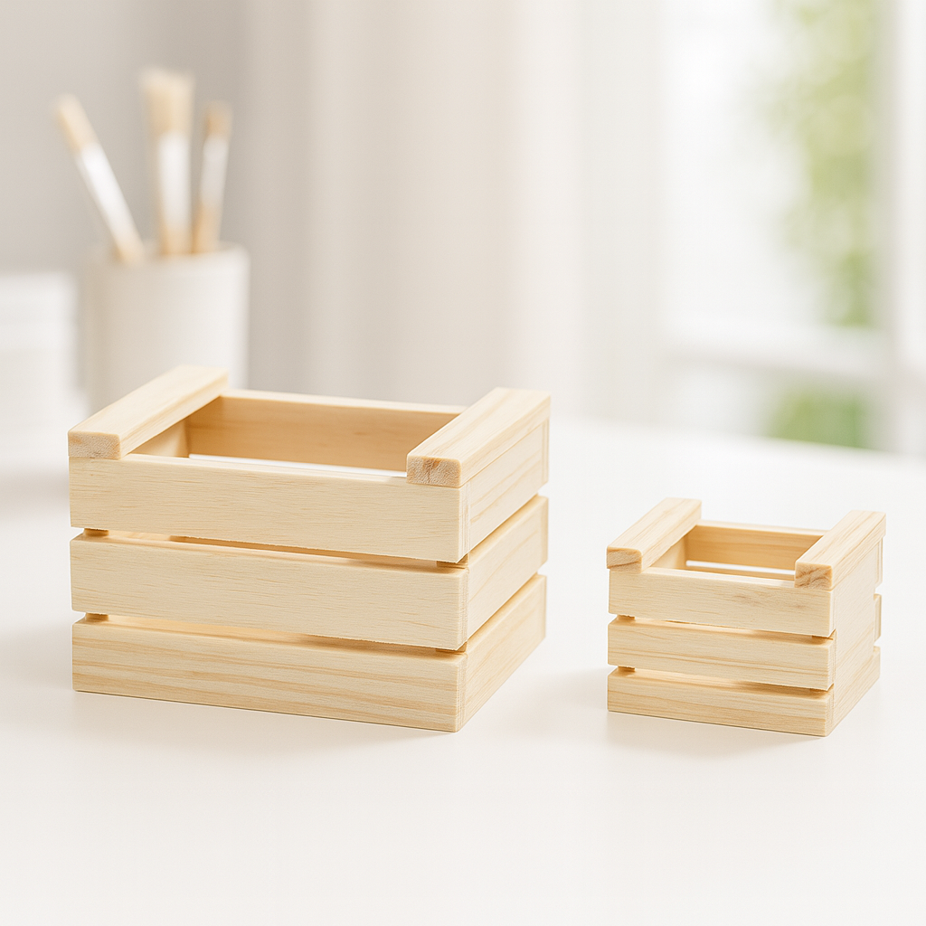 Miniatur Holzkisten Set aus Holz 2-teilig als Wichtel Zubehör